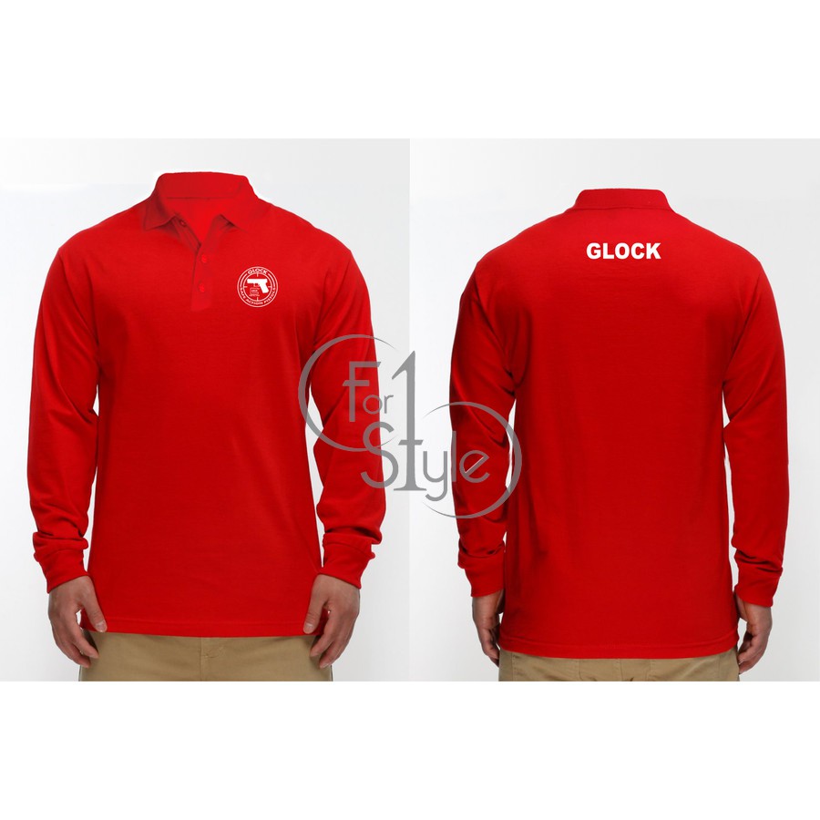 T-SHIRT KAOS GLOCK LENGAN PANJANG BERKERAH - polo panjang GLOCK - Polo GLOCK - CUSTOM POLO