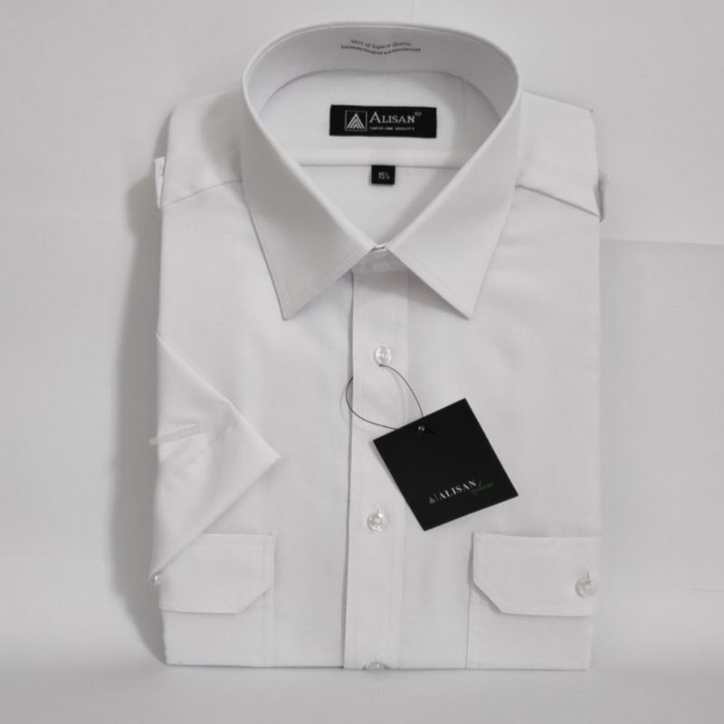 Alisan Kemeja Putih Pangkat Kantong Dua Lengan Pendek Dinas Pilot