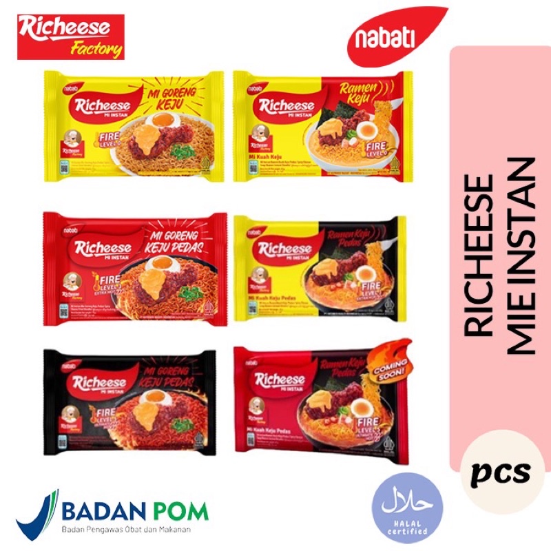 READY LANGSUNG KIRIM! MIE INSTAN MI INSTAN GORENG KUAH RAMEN BY RICHEESE FACTORY LEVEL 0 - 3 - 5 MIE GORENG RASA KEJU VIRAL MI RICHEESE RICIS RICHEEZE MIE KEJU NABATI MI RICHEESE KEJU PEDAS FIRE LEVEL 0 LEVEL 3 LEVEL 5