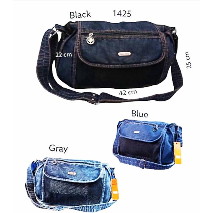 Tas slempang wanita bahan jeans ori Garnet