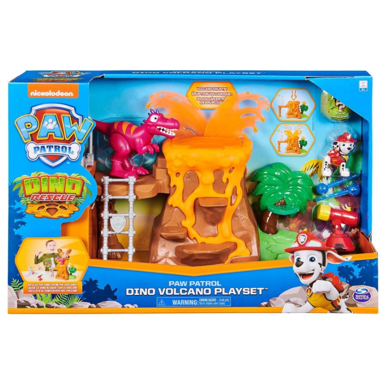 Mainan anak paw patrol dino volcano playset original
