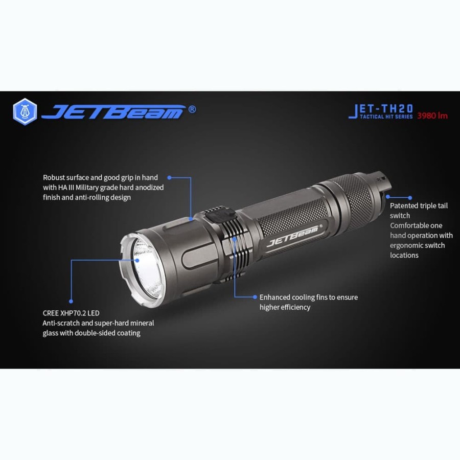 JETBeam TH20 Guardian Senter LED CREE XHP70-2 3980 Lumens - Black