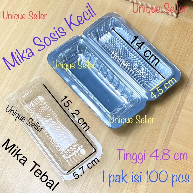 Mika Sosis Kecil Pia 145 isi 100 pcs / Mika Sosil Kecil / Mika Pia Pie 145 / Tray Sosis Kecil / Tempat Sosis / Mika Mochi Marshmallow Jajan Kue Kue Bulan / Mika Kue Roti Jajan Wadah Mika Plastik Bening Kotak