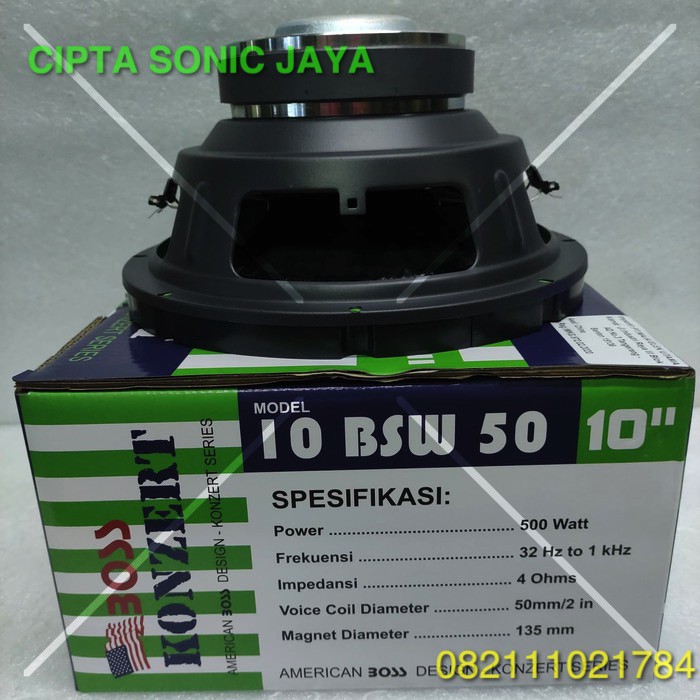 speaker subwofer 10 BSW 50 / 10BSW50 / 10 BSW50 american boss 10 inch 10BSW50 dobel koil