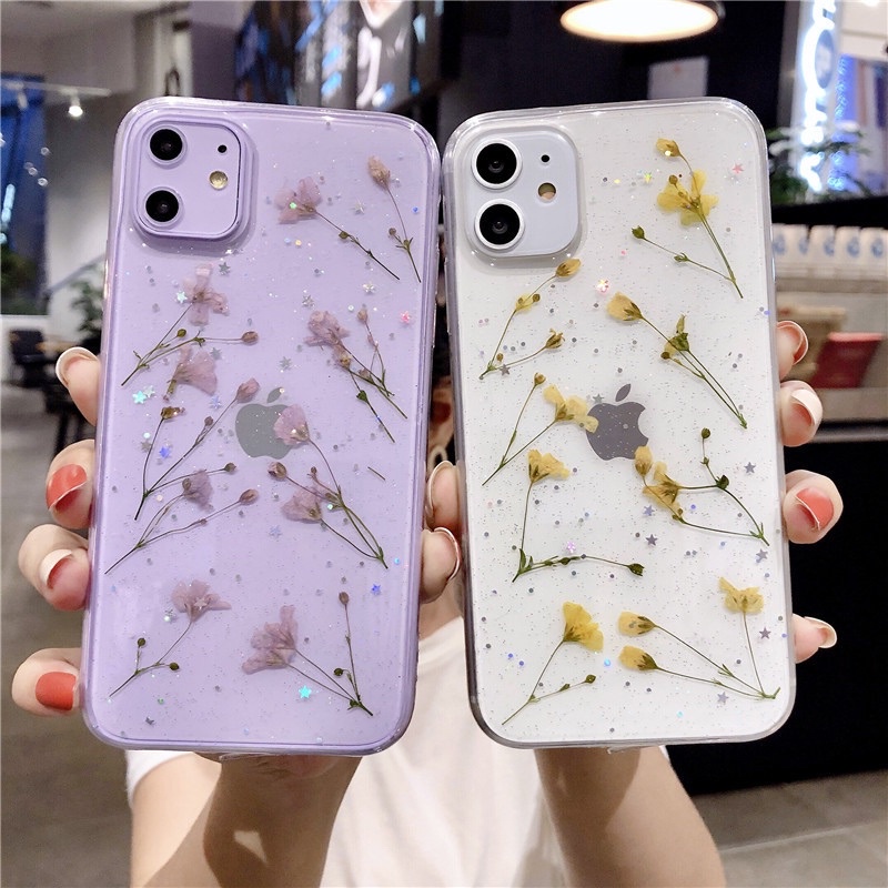 Dried Flower Case iPhone Oppo Vivo Xiaomi Samsung A7 A9 A6 A8 J4 J6 j4+ J6+ A50 M20 A30 A10 Y91 Y50