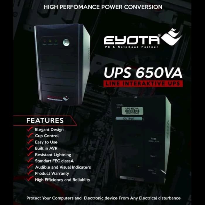 UPS EYOTA 650 VA STABILIZER UPS VOLT STABILIZER UPS EYOTA 650VA UPS PC