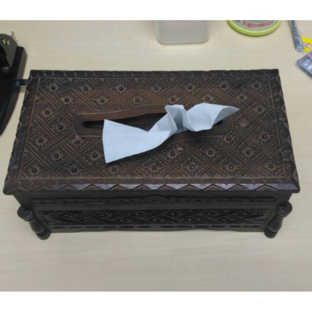 Tempat tisu ukir kayu jati