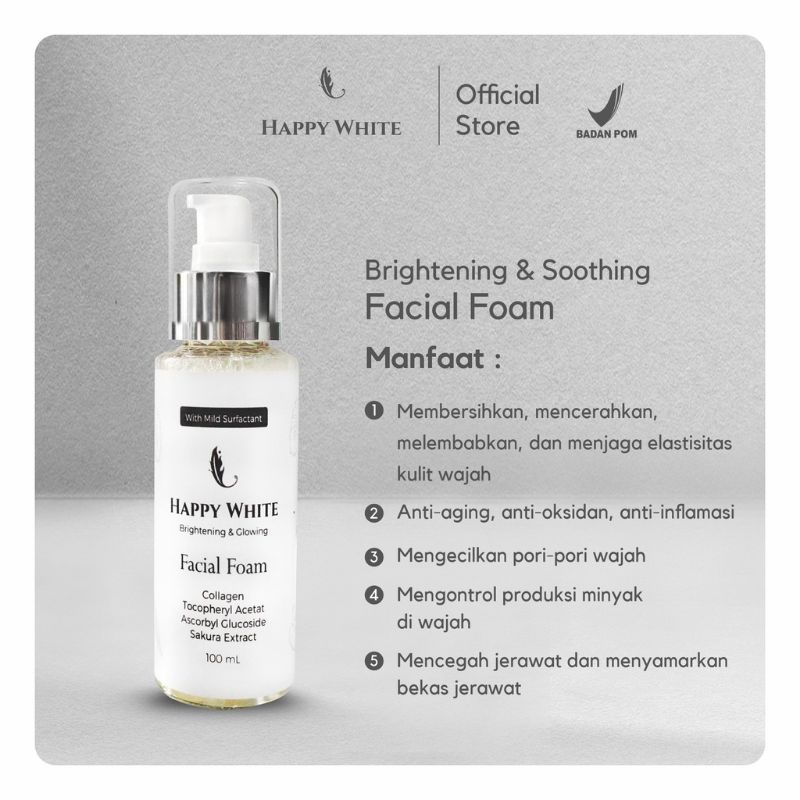 Facial Foam Happy White Sabun Muka BPOM Perawatan Wajah Glowing