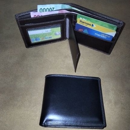 Dompet Pria Full Kulit Sapi Asli LK 6 Slot Tempat Kartu Tanpa Embos  ( Bahan Luar Dalam Pakai Kulit Sapi)
