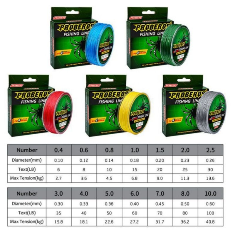 SENAR PANCING FISHING LINE PROBEROS SENAR GARIS PE KUAT TAHAN GESEKAN