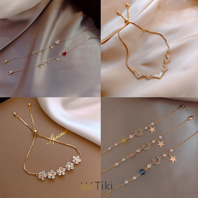 Gelang Serut Korea fashion berlian imitasi lingkaran tangan rantai bracelet gelang serut Dapat disesuaikan Aksesoris Wanita - SD-4