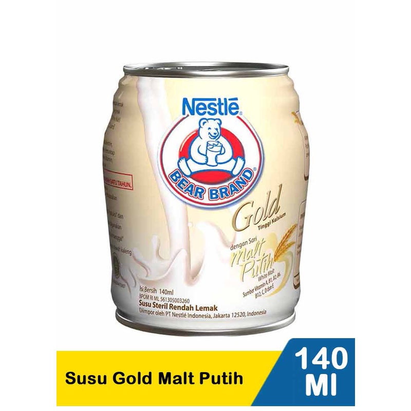 

Bear Brand GOLD Susu Kaleng malt putih Susu Steril 140 ml