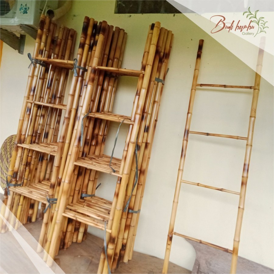 Ladder Hanger Tangga Bambu Cendani 180cm Tanpa Perlu Rakit / Tangga Dekoratif Antik Murah  Untuk Dis