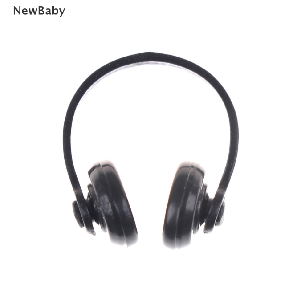 Miniatur Headphone / Earphone Warna Hitam Untuk Aksesoris Rumah Boneka Skala 1 / 12