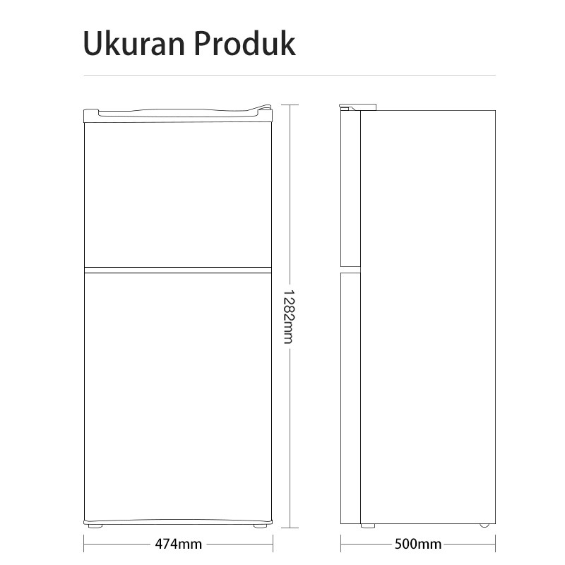 Changhong Kulkas 2 Pintu (Refrigerator)  Lemari Es Kapasitas 150 Liter CRF208 - Black (Semi Auto Defrost) (Korean Design Look) (Material Tempered Glass) (Pembekuan Sempurna) (Engsel Pintu Fleksibel) ( Kulkas Pendinginan Dan Pembekuan)