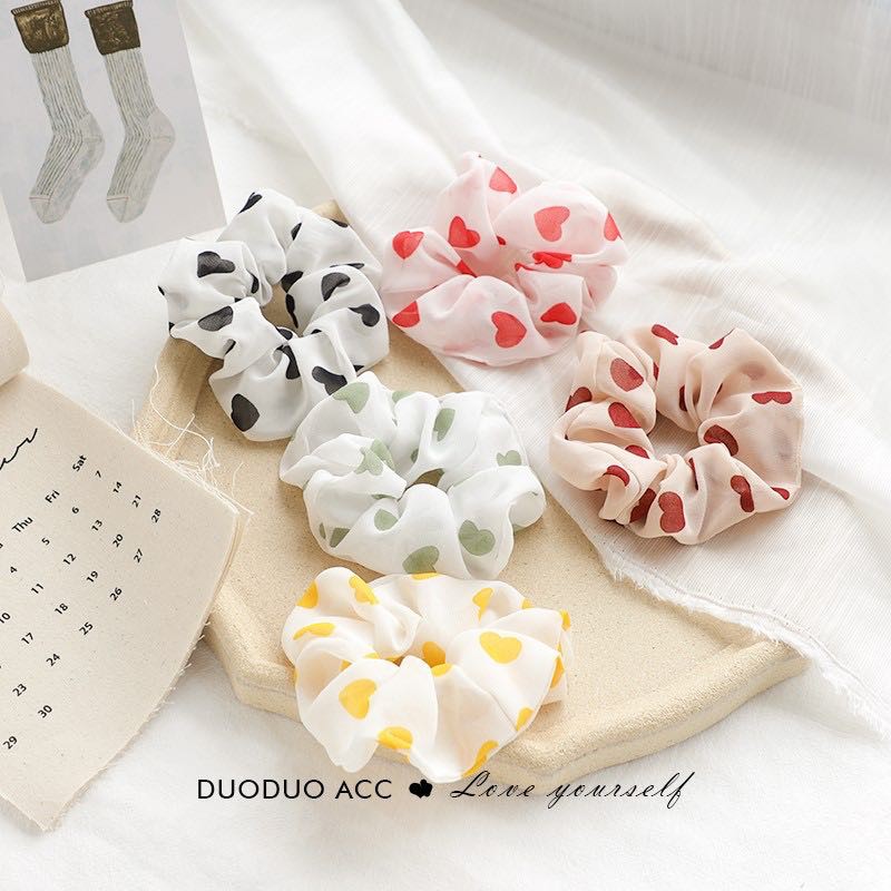 SALE !!! VS - Scrunchie Love Ikat Rambut Gaya Korea Untuk Wanita / Ikat Rambut Cepol Srunchie Love Fashion