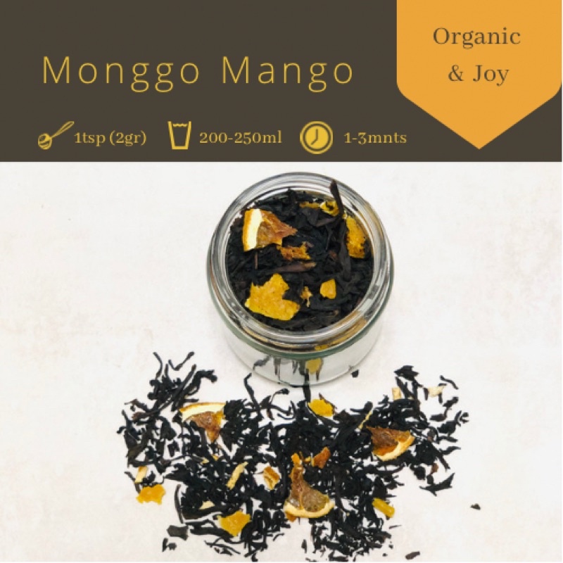 Organic&amp;Joy• Monggo Mango Tea Blend| Teh Hitam Rasa Buah Mangga (Tropical tea blend,teh hitam mangga,high caffeine)