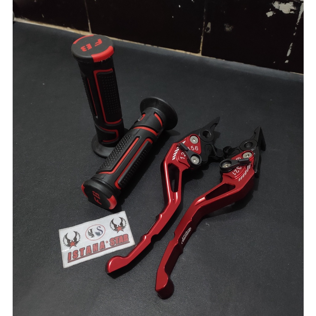 PAKETAN HANDGRIP PLUSS HANDLE REM VARIASI FULL CNC SOLID COLOUR UNTUK ALL NEW NMAX MERAH