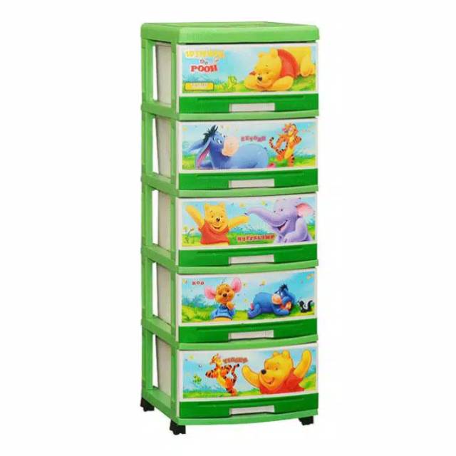 Lemari laci plastik murah susun 5 SFC2-5000 WPFD napolly winnie the pooh nacase