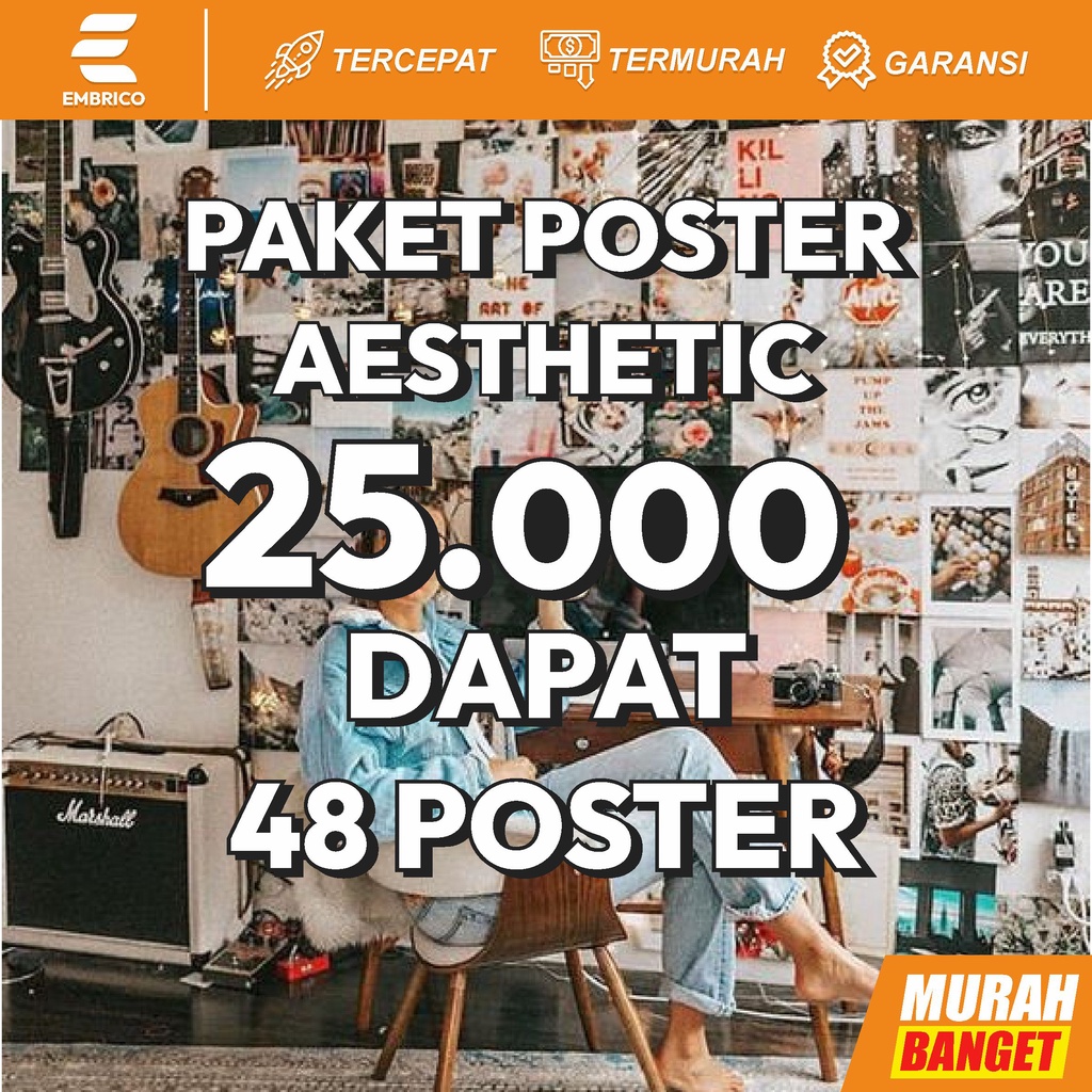 Poster Dinding Aesthetic | Poster Aesthetic | Poster Isi 48 Pcs | Poster Dinding Kamar Aesthetic Anime