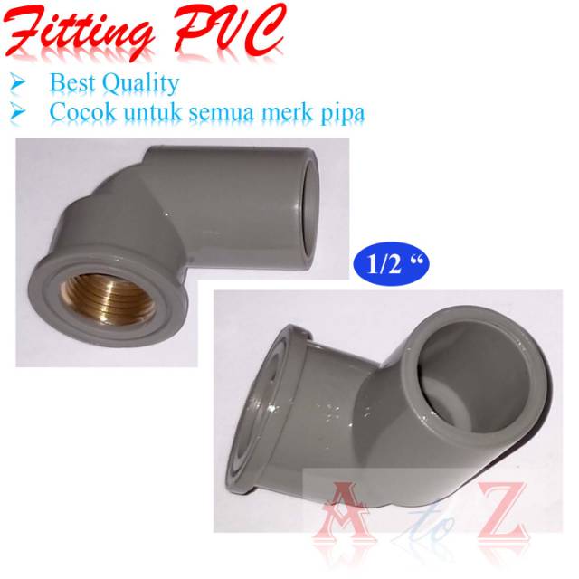 Keni drat dalam kuningan 1/2 in/kdd kuningan pvc 1/2"