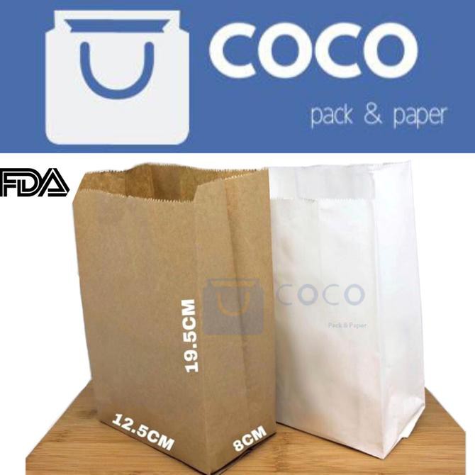 

Paper Bag / Kantong Kertas Size M Food Grade Isi 100 Pcs - Cokelat