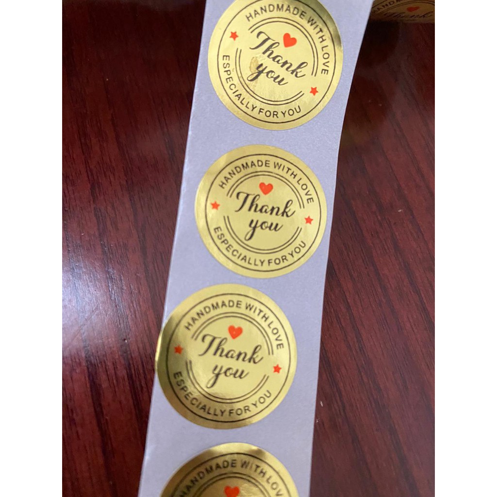 

Stiker Label Sticker Thank You Gift Bakery Gold Emas Handmade Love Present Handmade Hadiah Kado