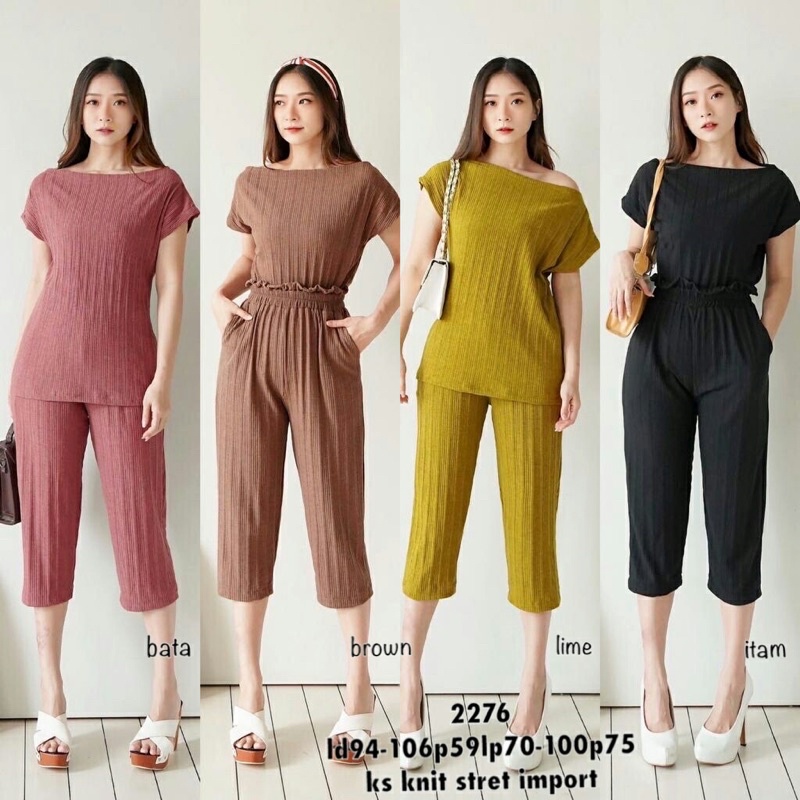 setelan kaos knit stretch import 2276