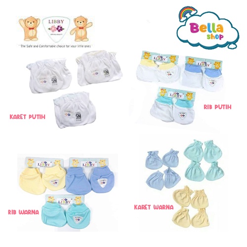 1 SET LIBBY Sarung Tangan Kaos Kaki Bayi Baby Polos Warna NB BELLA SHOP