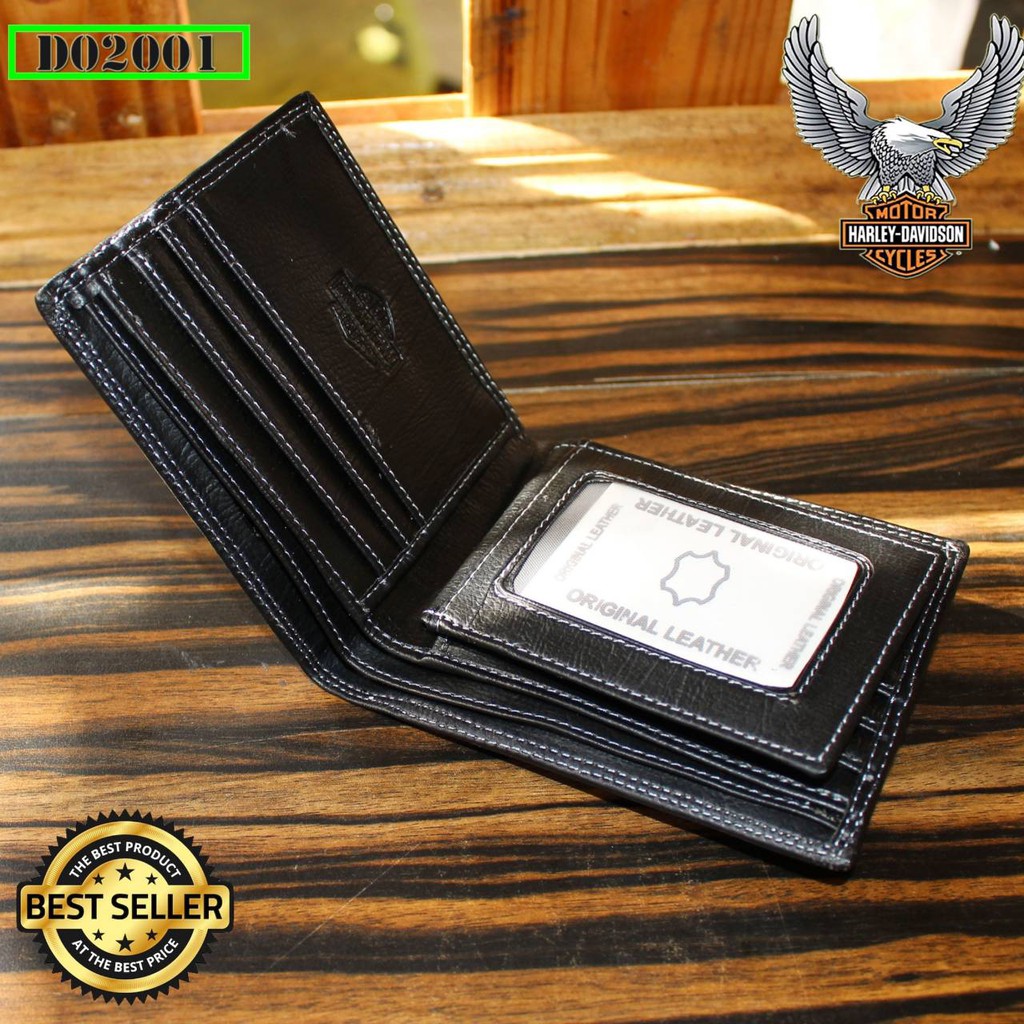 DOMPET PRIA HARLEY MODEL TIDUR BLACK BROWN ORIGINAL KULIT PU-6