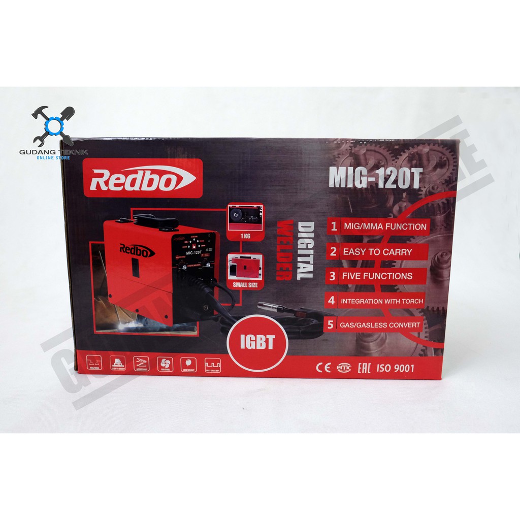 Mesin Las Redbo MIG 120 T / Mesin Las CO Flux Core Redbo MIG 120A Tanpa Gas CO2+KAWAT LAS REDBO