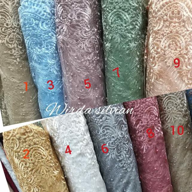 Kain Tile Akar Mutiara Bunga Pinggir Bahan Atasan Kebaya Gaun Dress