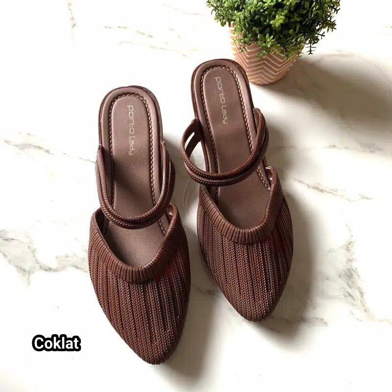 (COD) Sandal Santai Wedges Tali Jelly Wanita Porto BAT