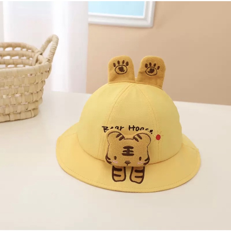Topi Bucket Anak Bayi Balita Unisex Model Boneka Bear Hoase-Tiger