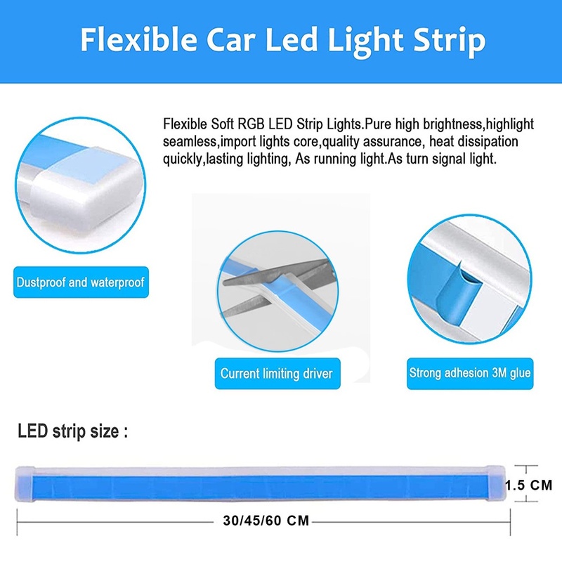 Payet DRL LED Strip, 1pasang LED Panah, Lampu Fleksibel Kuning Terang, Lampu Running Siang Hari