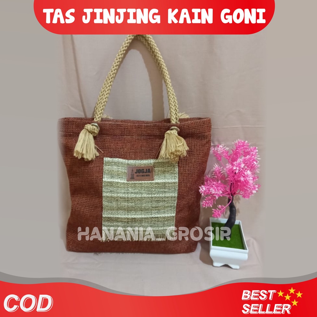 tas handbag tenun termurah jogja cocok buat souvenir tas mukena bahan kain goni