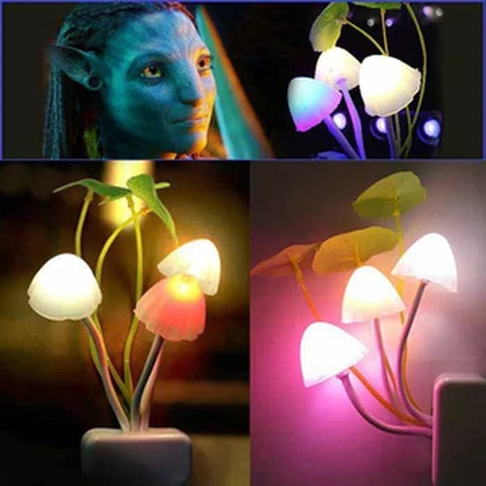 Lampu Tidur Jamur Avatar Mushroom Sensor Cahaya LED Night Lampu Tidur Multicolor Bentuk Bunga Lotus