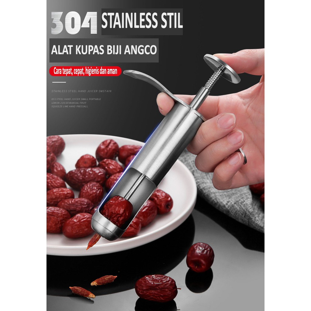 Alat Pembuang Biji Angco/Cherry/Kurma Stainless Fruit Core Seed