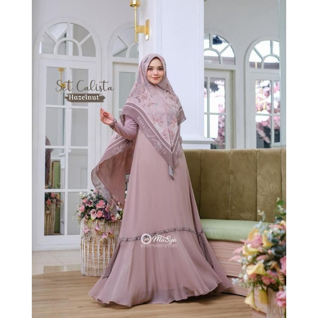 [MADENIA SYARI_MASYA] GAMIS SYARI TERLARIS / DRESS SET PRINTING " CALISTA SET " by MASYA