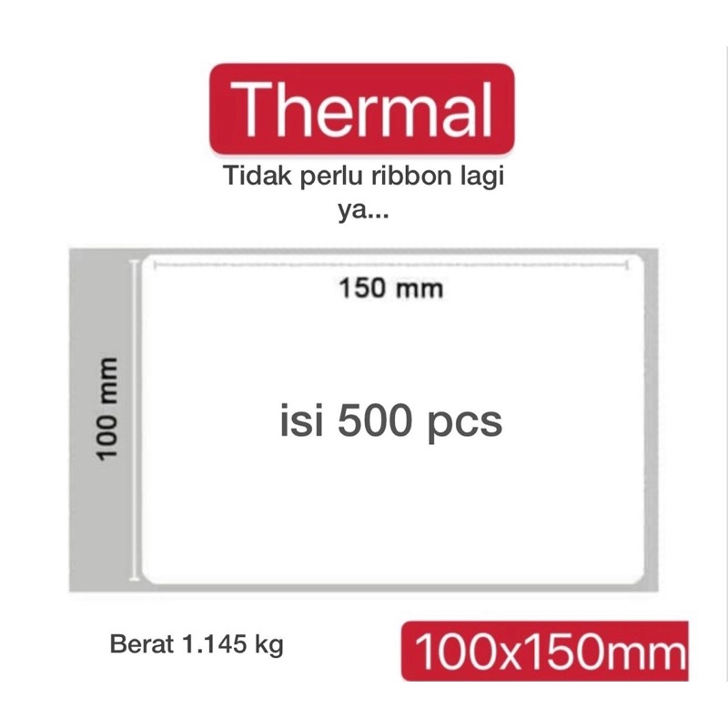 

KERTAS THERMAL THERMAL STRUK 100x150mm isi 500 pcs /TANPA CORE CORELESS PAPER ROLL