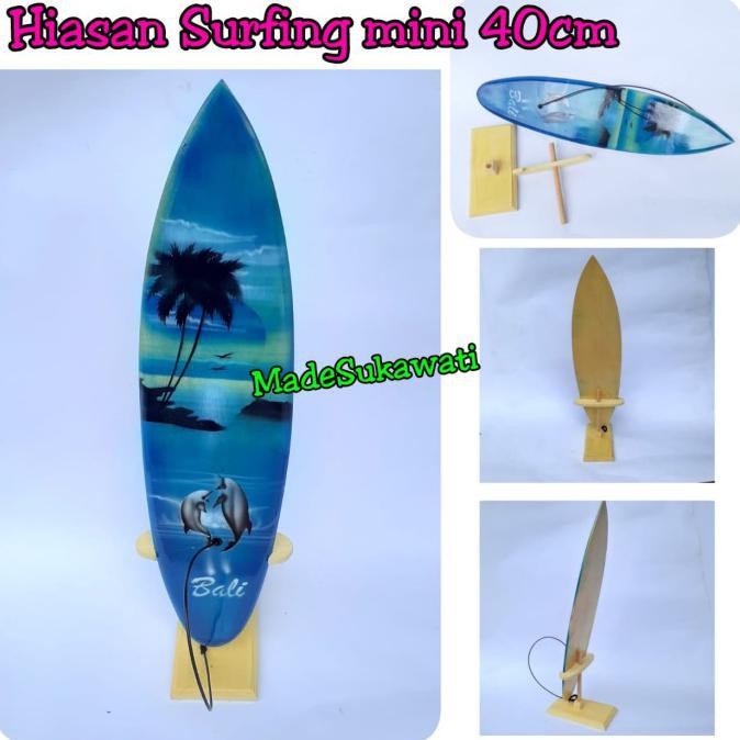 Ready Oke] Hiasan Meja Pajangan Miniatur Papan Surfing Bali 40Cm - 42Cm