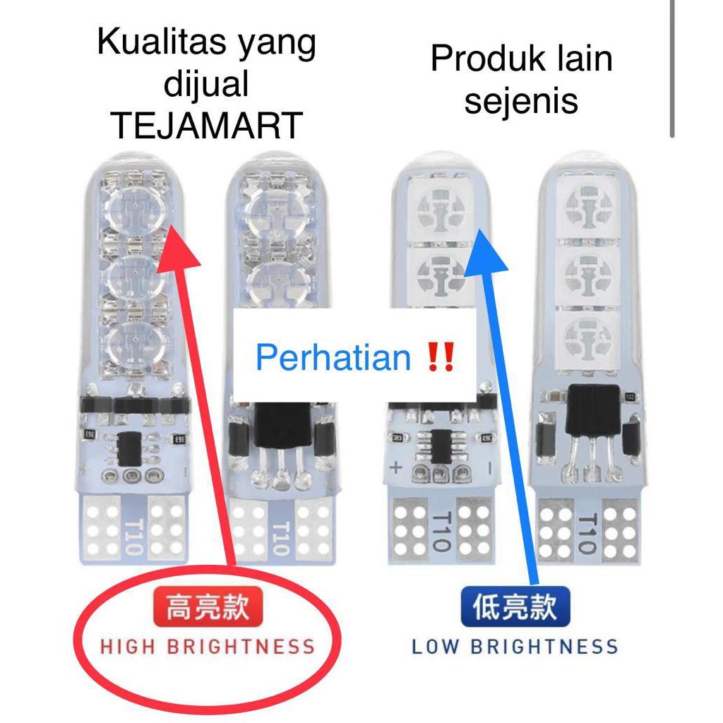 LAMPU LED T10 UNTUK MOBIL / MOTOR RGB 6 MATA JELLY ISI 2PCS + REMOTE + BATERAI-3