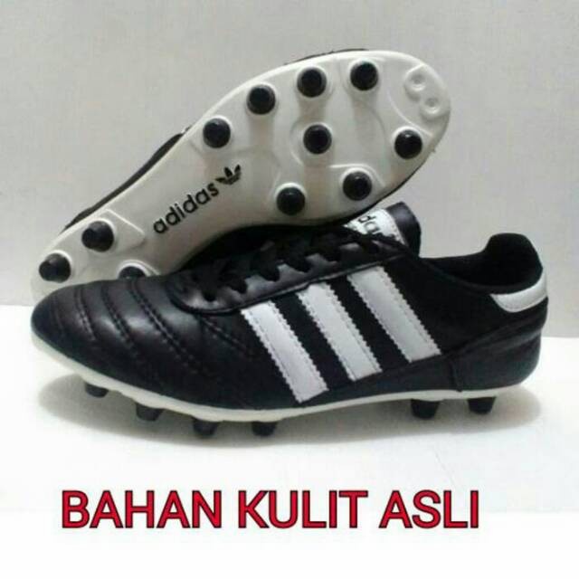 [RESTOCK] Sepatu Bola Adidas Bahan Kulit Asli - Hitam, 40