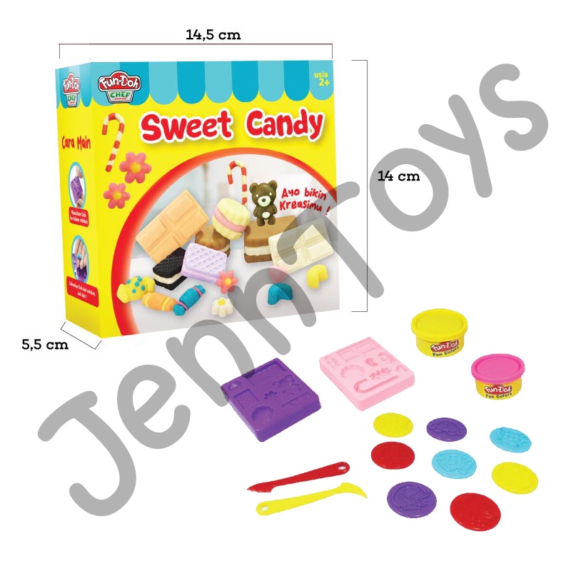 JennToys - Mainan Anak Dough Set Mainan Edukasi FunDoh Murah Mainan edukatif - FUN DOH SWEET CANDY