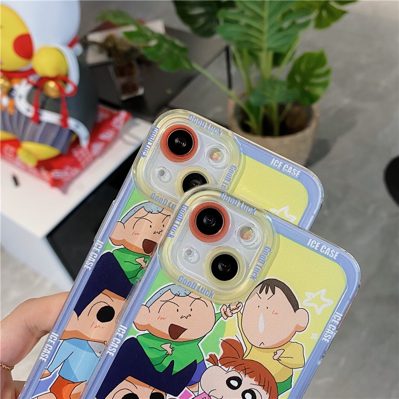 Cartoon crayon Shin-Chan Angel eyes phone case iphone13 12 11 pro max x xs xr xmax 7/8 plus transparent straight edge iphone casing