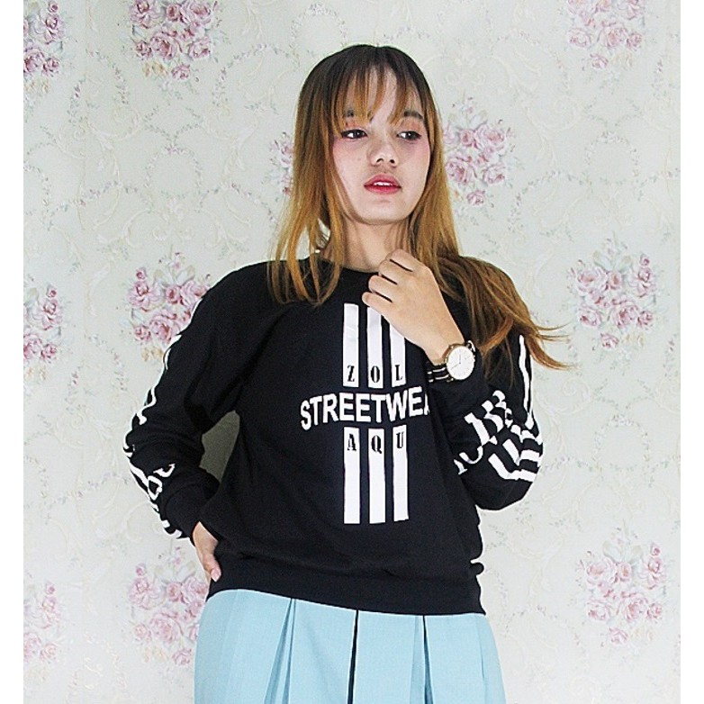 ATASAN PAKAIAN WANITA KAOS ZOLAQU STREETWEAR HITAM TERPOPULER