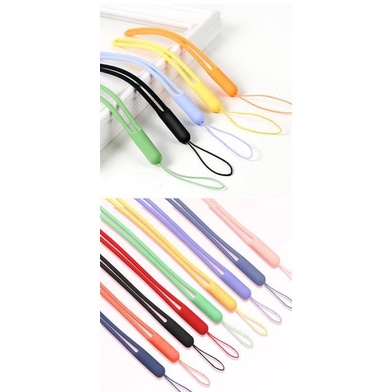 1pc Tali Lanyard Silikon Warna Acak Untuk Iphone / Xiaomi / Kamera / Kartu Id