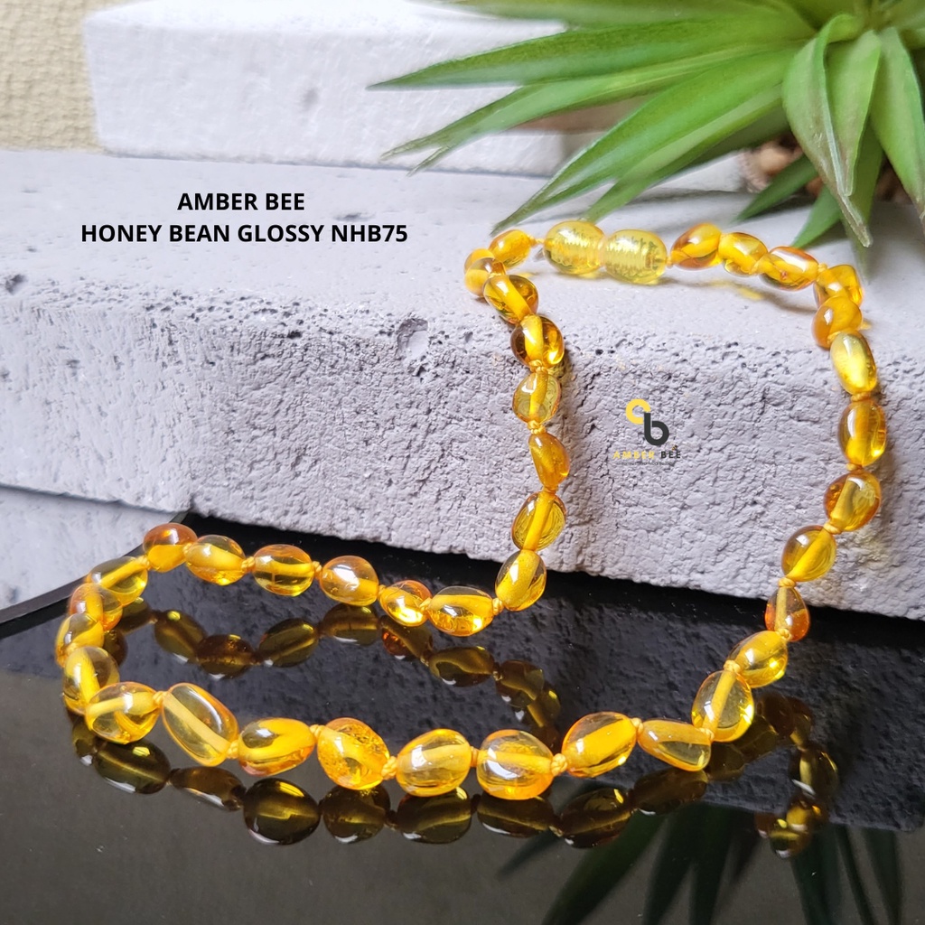 Kalung Amber Bayi &amp; Anak Premium Glossy Honey Beans NGHB75 By Amber Bee