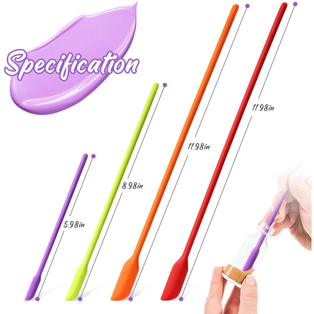 4pcs / Set Spatula / Scraper Krim / Selai / Masker Wajah Bahan Silikon Reusable Untuk Dapur