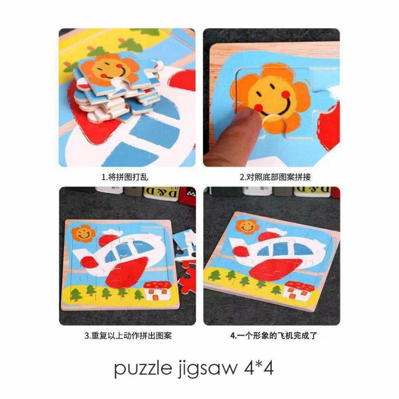 Mainan anak puzzle JIGSAW 4*4 WOODEN PUZZLE 4x4 / mainan puzzle murah